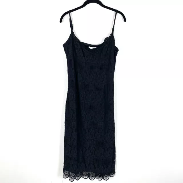 NSR Womens Medium Black Lace Overlay Sheath Dress Sleeveless