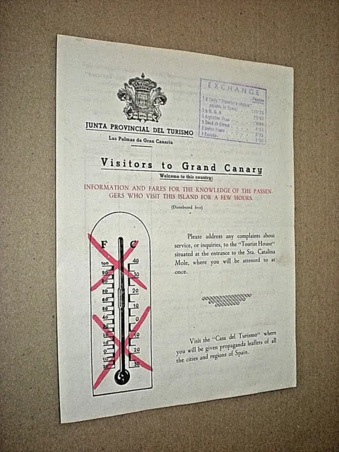 Visitors To Grand Canary. Original Travel Guide Pamphlet From 1949.