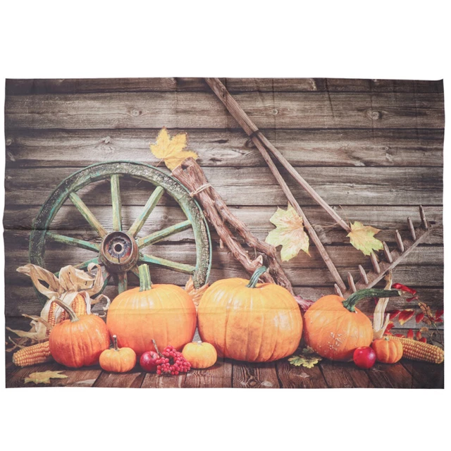 Decorazione Parete Autunnale In Legno Con Zucca Scritta Felice Autunno - 30x15 Cm