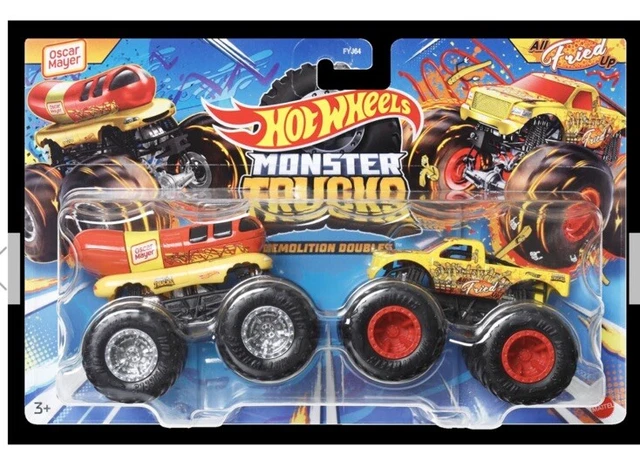 Hot Wheels Monster Trucks 1:64 Scale Demolition Doubles Buns of Steel vs All Fried Up, 1 - Gerbes Super Markets