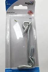 (5-Pk) National Hardware Hook And Eye Zinc Plated Steel 4&quot; N226-373