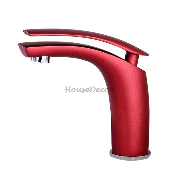 Mitigeur Lavabo Rouge Avec Douchette Extractible – Laiton, Finition Poudre RAL 3003 – Modèle Attica