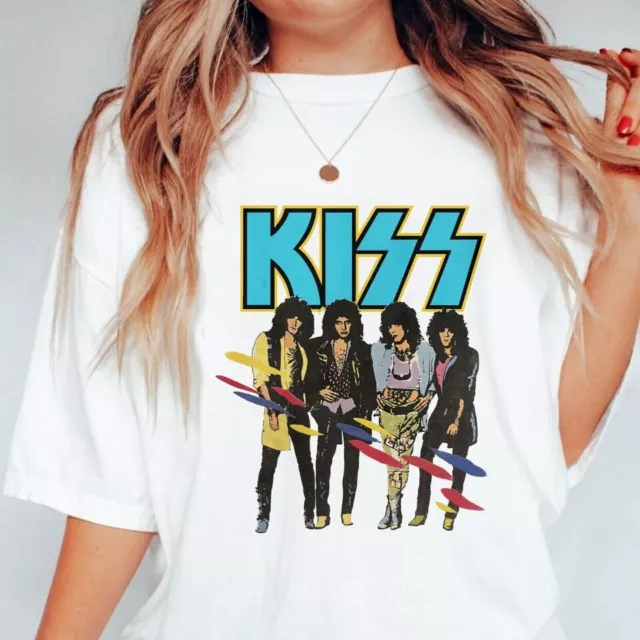 Kiss 1980's Asylum World Tour 1985-86 Baseball T-shirt DPK49