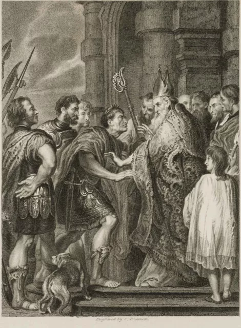 FREEMAN (19.Jhd) nach DYCK (*1599), St. Ambrose,  1832, Sst. Romantik Porträt