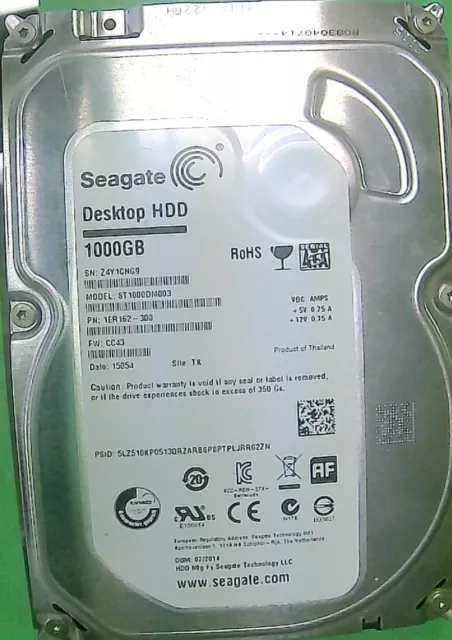 Seagate ST1000DM003 1ER162-300 FW:CC43 1TB 3.5" Sata HDD