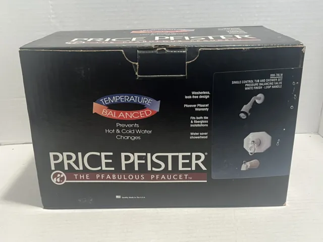 Price Pfister Single Control Tub Shower Set 808-70LW White Finish Loop Handle