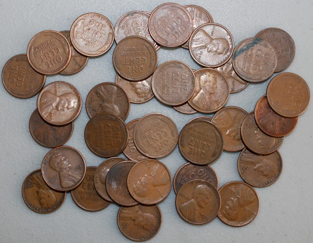 40 Coin Lot 1929 S Lincoln Wheat Cent Coins 1c US Pennies Average Circulated