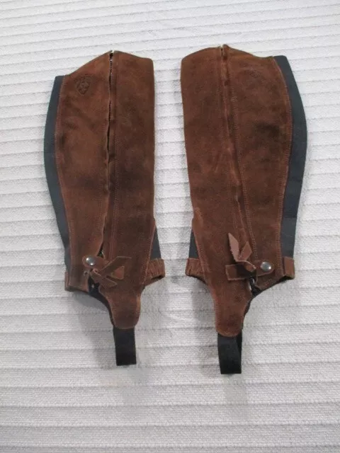 Ariat Half Chaps Womens Medium Brown Riding Zip Up Button Suede Leather