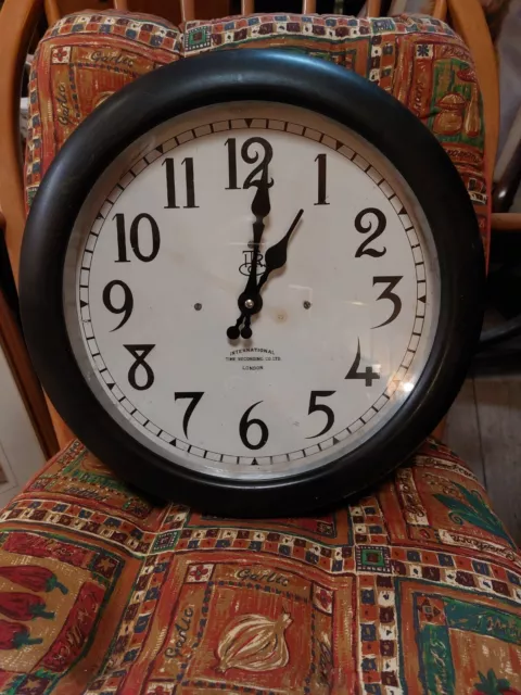 Vintage Bakelite Large Factory Clock by ITR Company London 1940s 15 inch