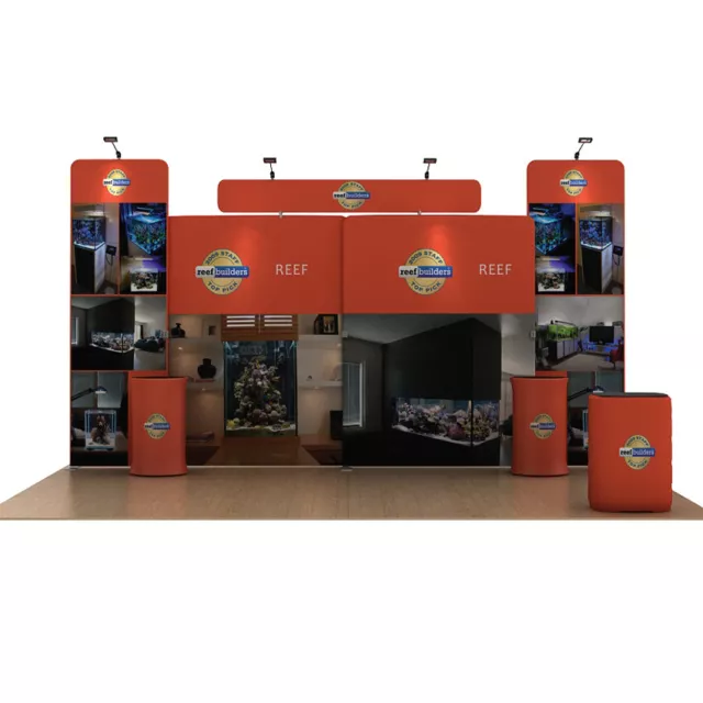 20ft Custom Trade Show Displays Booth Pop Up Stand Back Wall with Counter Lights