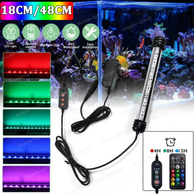 Aquarium Underwater Fish Tank RGB LED Light Submersible Strip Lamp with Remote