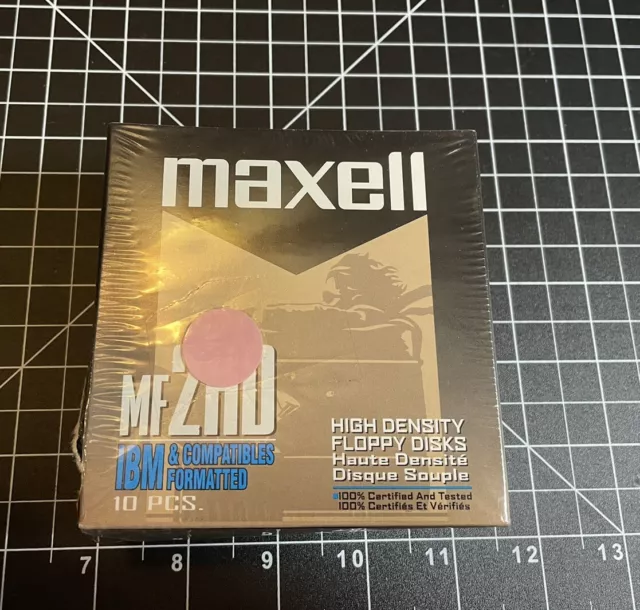 Maxell MF 2HD 3.5" Floppy Disks - Pack of 10, New Factory Sealed