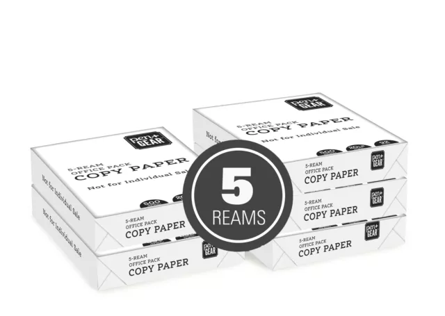 Copy Paper, 8.5" x 11", 92 Bright, 20 lb., 5 Reams (2,500 Sheets) 3