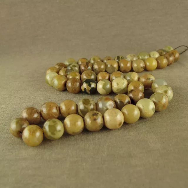 24" Wondrous With Carved Old Round Antique Jade Beads Necklace