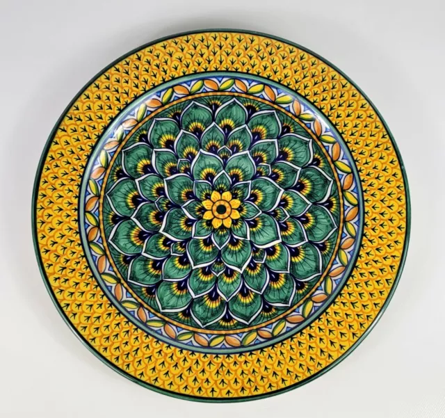 Geribi Deruta Italy Hand Painted Pottery Peacock Deborah Serving Charger Plate