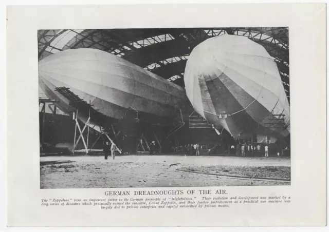 c1914 Photo print GERMAN ZEPPELINS, DREADNOUGHTS OF THE AIR Size: 9.5" x 6.5"