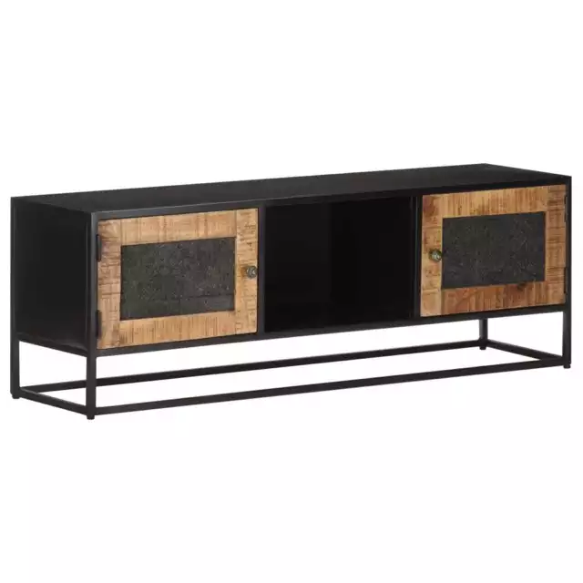 Mueble de TV madera maciza de mango y hierro 110x30x40 cm vidaXL vidaXL