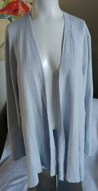 Eileen Fisher Womens Linen Blend Soft Gray Open Knit Cardigan Size L