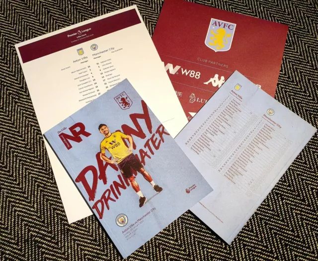 Aston Villa v Manchester City Matchday Programme with teamsheet 12/01/2020!!!