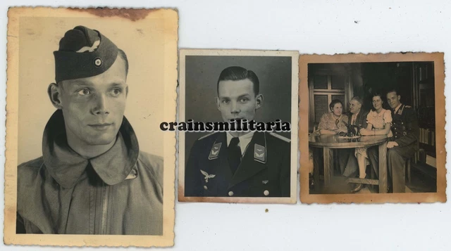 3x Orig. Foto Portrait Luftwaffe Offizier Pilot m. Orden
