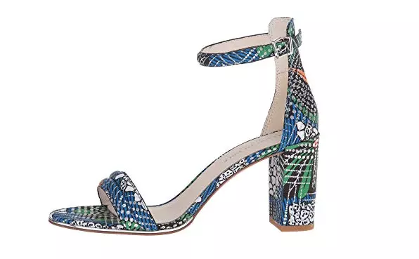 Kenneth Cole Lex sandals 9.5 ankle strap 3"block heel blue multi fabric NWT$130