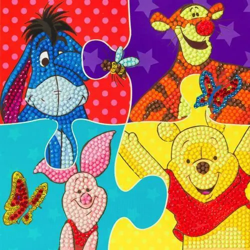 Disney Kristall Kunst Winnie Puuh Puzzle Karten Kit 18 x 18 cm zum Selbermachen Bastelset