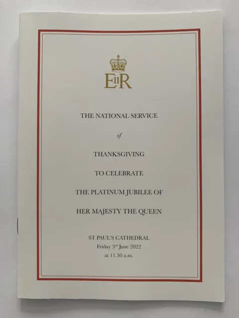 Official Queen Elizabeth II Platinum Jubilee Service Of Thanksgiving Booklet 22