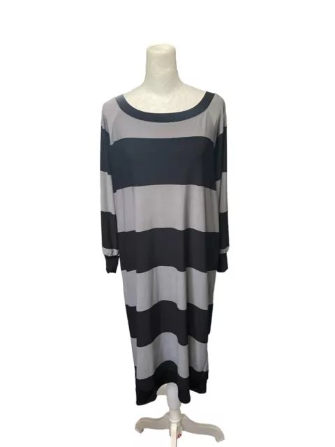 Norma Kamali Striped Black & Grey  Shift Dress Size Large