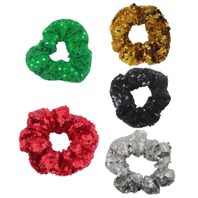 Gomma per capelli ragazza con paillettes natalizie gomma per capelli fascia per fronte 5 pz