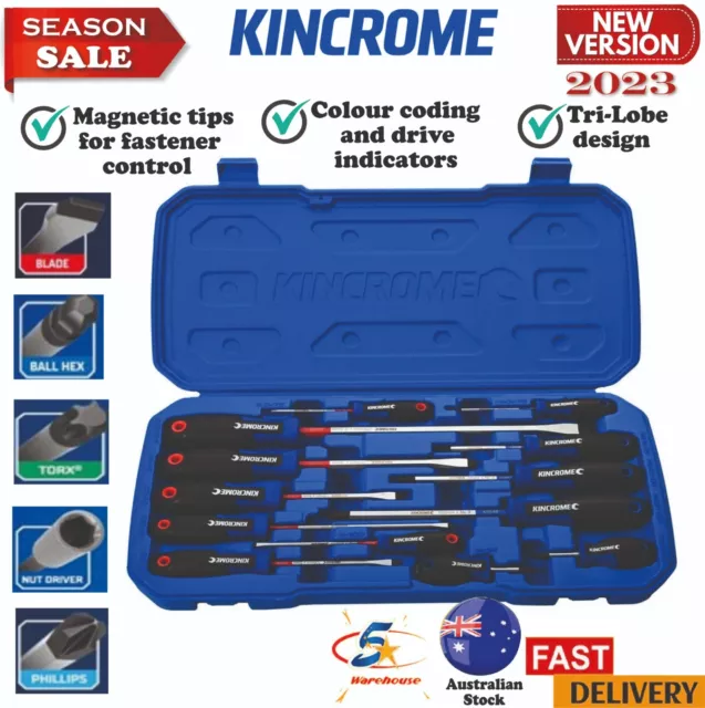 Kincrome 13 Piece Screwdriver Tool Set Magnetic Tip Torquemaster Precision K5526