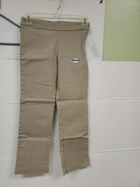 Simply Styled Girls Side Zip Jeggings Beige Stretch Flat Front 8 NWT