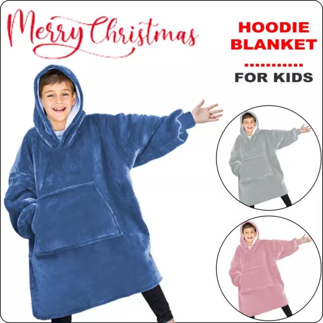 Kids Children's Hoodie Blanket Oversized Super Soft Sherpa Hooded Sweatshirt UK