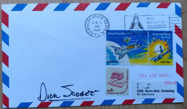 STS-41-C  handsignierte Unterschrift von Dick Scobee (Challenger) auf Umschlag.