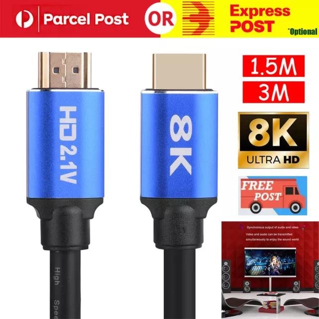 Premium HDMI Cable V2.1 Ultra HD 8K 2160p 1080p High Speed Ethernet HDMI 3m 1.5m