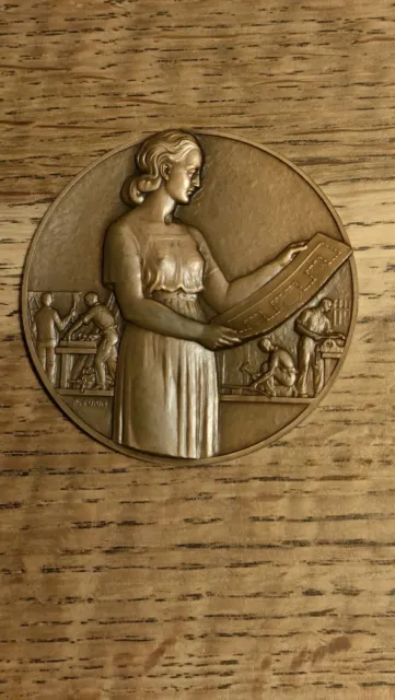 Médaille bronze P. TURIN  Art déco Femme architecte Comptoir des Entrepreneurs