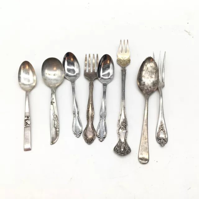 Vintage lot of Small demitasse Spoons Forks Silver Plate Stainless