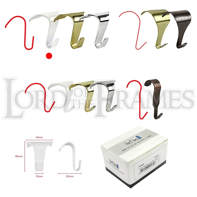 10 x ganci per stampaggio rotaia immagine bianca cornice da appendere cornice 44x34 mm