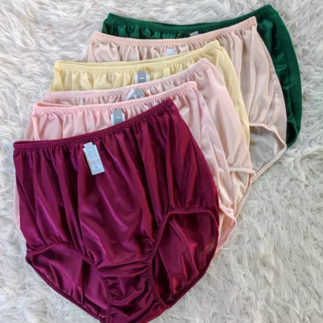 6Pc Biggest Underwear Granny panties Soft Silky Nylon Woman Briefs Waist  44-48