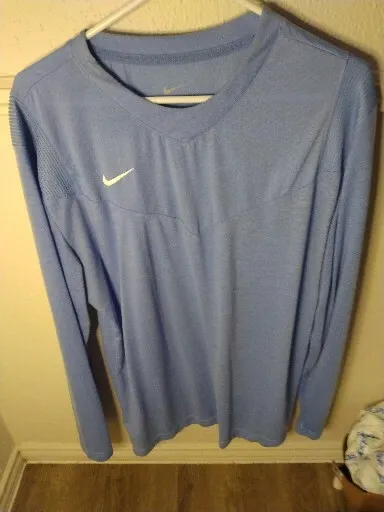 Nike Dri-FIT Team Player Long Sleeve UV Crew Neck Shirt Powder Blue XL LS