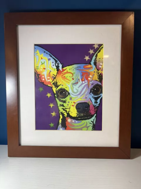 Chihuahua Matted Art by Dean Russo with Wood Frame Home Decor