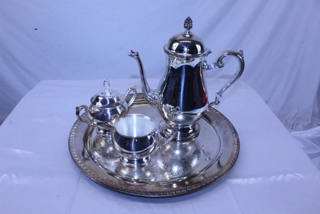 Vintage 5 PC Silverplate Coffee / Tea Set by Leonard Ray, Pot, Cream & Sugar