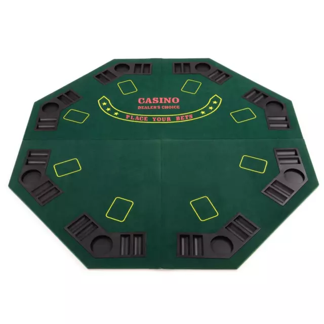 Pokertisch Auflage Poker Tisch faltbar achteckig 8 Spieler+Tasche+Getränkehalter