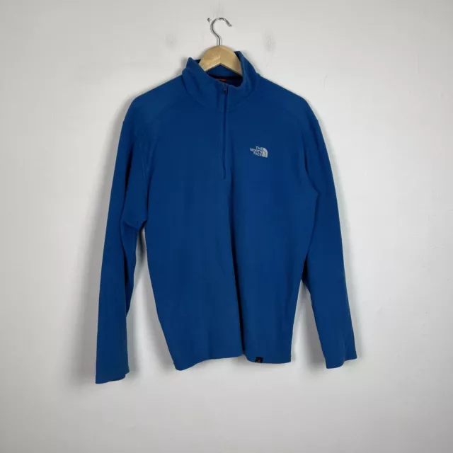 The North Face Blue Microfibre Polartec Quarter Zip Fleece Size L