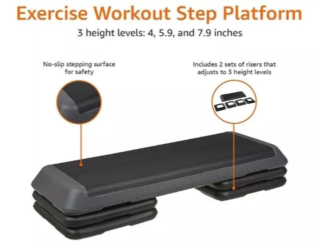 Studio Adjustable 3 Level Aerobic Stepper Fitness Step Platform 2