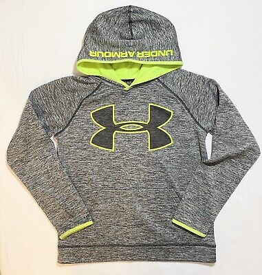 Under Armour Girls Gray/Green Sweatshirt Loose Hoodie Cold Gear Size Youth Large