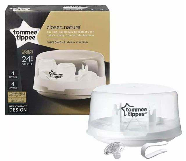 Tommee Tippee Sterilisator,Mikrowellen-Dampfsterilisator Babyflaschen 4 Minuten