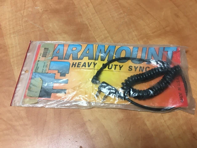 Vintage Paramount Heavy Duty 5' Coiled Sync Cord Household to Nikon Screwlock