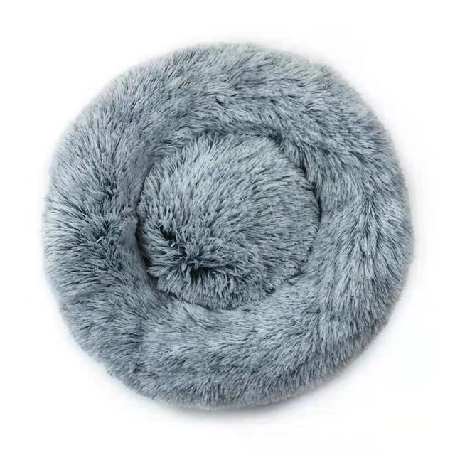 Donut Cuddler Pet Dog Bed Luxury Pink White Accessories Shag Fuax Fur Cotton ...