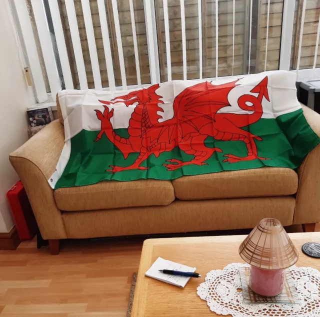 Wales National Flag Banner Welsh Dragon Rugby Football 5ft X 3ft  2 Eyelets 3