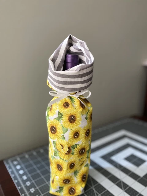 Handmade Wine Gift Bags - Sunflowers And Stripes